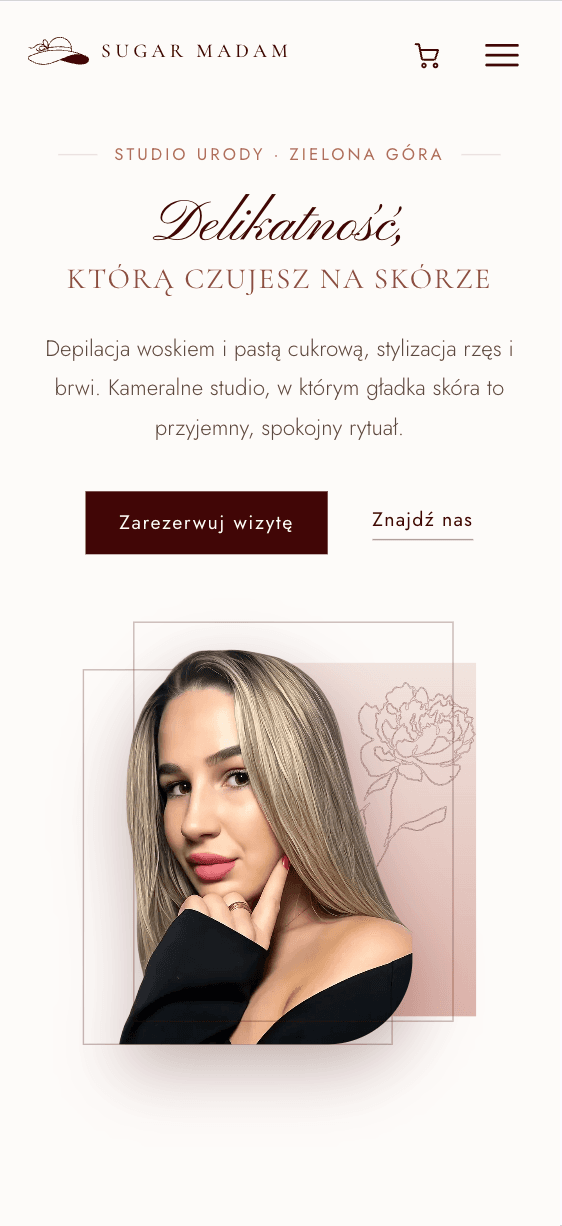 Strona główna witryny Sugar Madam w widoku mobilnym