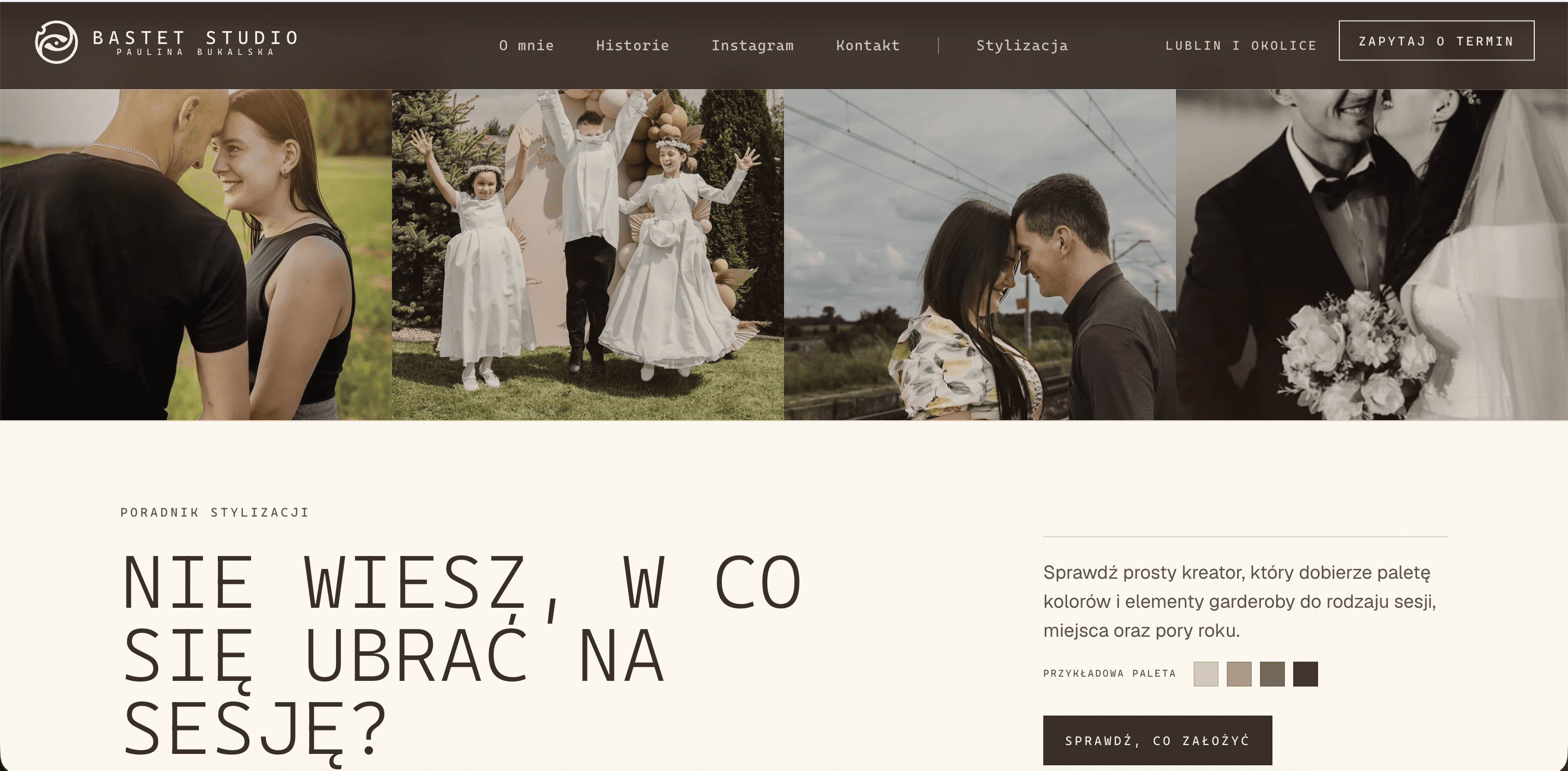 Pasek zdjęć z sesji i wejście do poradnika stylizacji